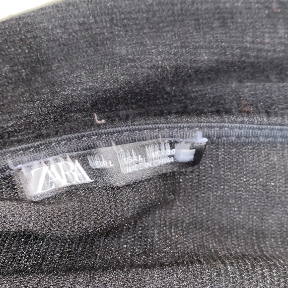 Zara black knit top poof sleeves size large - Picture 4 of 5